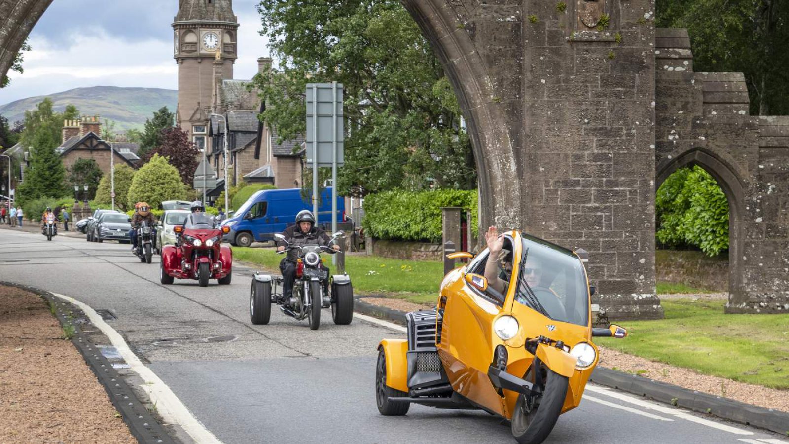 Trikes on the road through Brechin
